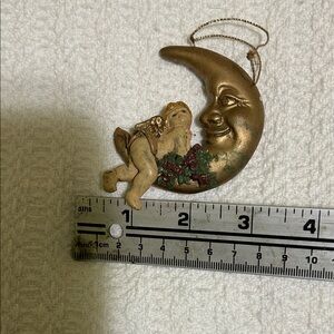 Gold Moon and Cherub Vintage Holiday Ornament